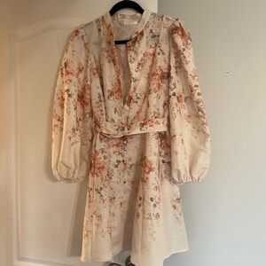 Zimmermann (look-a-like!!) Floral Beige Mini Dress